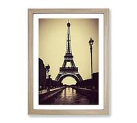 Towards The Eiffel Tower Framed Print | A3 Oak Framed Wall Art | Ready to Hang | Modern Cityscape Picture | Living Room Bedroom Lounge Office