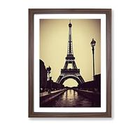 Towards The Eiffel Tower Framed Print | A4 Walnut Framed Wall Art | Ready to Hang | Modern Cityscape Picture | Living Room Bedroom Lounge Office