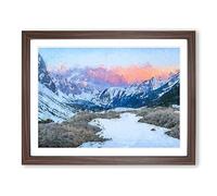 Towards The Mountain Modern Art Framed Print | A4 Walnut Framed Wall Art | Ready to Hang | Modern Landscape Picture | Living Room Bedroom Lounge Office