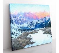 Towards the Mountain Modern Canvas Wall Art Print Ready to Hang, Framed Picture for Living Room Bedroom Home Office Décor, 35x35 cm (14x14 Inch)