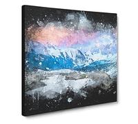Towards the Mountain Paint Splash Canvas Print | Gallery Wrapped 30mm Frame Wall Art | 20x20 inches | Ready to Hang | Modern Landscape Picture | Living Room Bedroom Lounge Office
