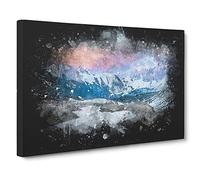 Towards the Mountain Paint Splash Canvas Print | Gallery Wrapped 30mm Frame Wall Art | 30x20 inches | Ready to Hang | Modern Landscape Picture | Living Room Bedroom Lounge Office