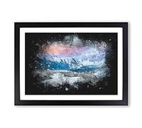 Towards The Mountain Paint Splash Framed Print | A2 Black Framed Wall Art | Ready to Hang | Modern Landscape Picture | Living Room Bedroom Lounge Office