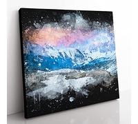 Towards the Mountain Paint Splash Modern Canvas Wall Art Print Ready to Hang, Framed Picture for Living Room Bedroom Home Office Décor, 50x50 cm (20x20 Inch)