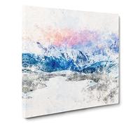 Towards the Mountain Watercolour Canvas Print | Gallery Wrapped 30mm Frame Wall Art | 14x14 inches | Ready to Hang | Modern Landscape Picture | Living Room Bedroom Lounge Office