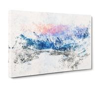 Towards The Mountain Watercolour Canvas Print | Gallery Wrapped 30mm Frame Wall Art | 24x16 inches | Ready to Hang | Modern Landscape Picture | Living Room Bedroom Lounge Office