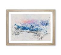 Towards The Mountain Watercolour Framed Print | A2 Oak Framed Wall Art | Ready to Hang | Modern Landscape Picture | Living Room Bedroom Lounge Office