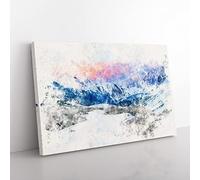 Towards The Mountain Watercolour Modern Canvas Wall Art Print Ready to Hang, Framed Picture for Living Room Bedroom Home Office Décor, 76x50 cm (30x20 Inch)