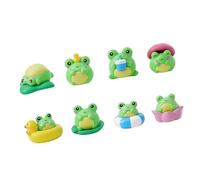 TOWARDSNAN 8Pcs Miniature Frog Figurines with Mushroom Garden Theme Safe Decor for Home Office Desktop & Landscape Miniature Landscape Frogs Desk Accessories