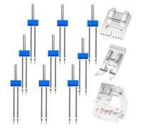 TOWARDSNAN 9Pcs Sewing Machine Twin Needle and 3 Presser Foot Set for Household Machine 2/90 3/4/ Twin Needle Sewing Feet