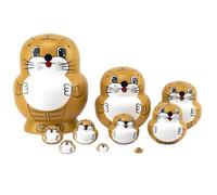 TOWARDSNAN Collectible Russian Nesting Dolls 10pcs Wood Matryoshka Set Cartoon Theme Stacking Handcraft Folkarts Wood Collectible Dolls