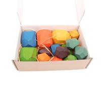 TOWARDSNAN Colourful Wooden Blocks Playset for 3 Years Old Toy Educational Puzzle Set Stacking Polyhedron Gifts Party Supplies Wooden Stacking Toy