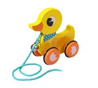 TOWARDSNAN Cute Walk-a-Long Encourage Walking Toy Early Learning Education Develop Hand-Eye Coordination Wooden Pull Toy