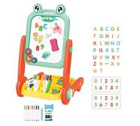 TOWARDSNAN Double Side Drawing Easel with Cartoon Frogs Design Triangle Stand for Kid Creative Art Doodling Board Craft Toy Double Sided Drawing Board