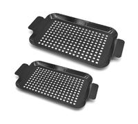 TOWARDSNAN Double Small Middle Grills Griddles Set Porcelain Construction Even Heating Design Portable Kitchens Tool Coated Grills Pan for BBQ