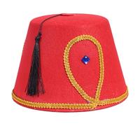 TOWARDSNAN Fez Hat Classical and Carnival Headwear Halloween Cosplay Exquisite Hat Intricate Black Tassels Hat