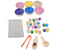 TOWARDSNAN Kids Educational Toy Table Portable Multifunctional Hand Game Supplies Interactive Color & Number Recognition Color Sorting Toy Rainbow Beads Matching Set