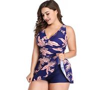 TOWARDSNAN Ladies Oversized Beachwear Swimsuit Split Soft Swimwear Female High Waist Printed Swimming Suit Set Oversized Female Swimwear Printed Swimsuits Women Swimming Suits with Shorts