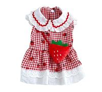 TOWARDSNAN Lovely Strawberry Print Pet Dress Harnesses Holiday Washable Costume for Walking and Event Comfortable Wear