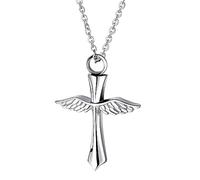 TOWARDSNAN Memorial Dog Urns Necklace Pet Cremation Urn Pendant Necklace with AngelsWing Pet Memory Keepsakes Holder Stainless Steel Pet Urn Necklace Cremation Jewelry for Pets