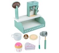 TOWARDSNAN PretendPlay Coffee Shop Toy with Cupcake Coffee Maker Accessories Realistic Dessert Set Interactive Kids Role Play Toy Imaginative Play Wood Kitchen Toy