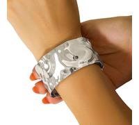 TOWARDSNAN Punk Metal V Cut Textured Iron Bangle Edgy Design Statement Jewelry V Shaped Gaps Textured Wristband For Men And Women