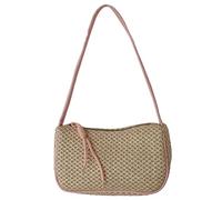 TOWARDSNAN Rattan Woven Underarm Tote Small Shoulder Bag for Women Small Beach Shoulder Purses Handbag Purse Handbags for Women with Zipper Handbag for Girls