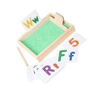 TOWARDSNAN Sand Writing Tray with Pen and Card Wood Practice Board for Letters and Number Children Educational Toy for Kids Home Schooling Supplies