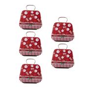 TOWARDSNAN Set Of 5 Christmas Iron Candy Tins Delicate Christmas Party Supplies Tin Container With Handle Candy Storage Handbag Tins With Handle