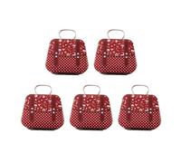 TOWARDSNAN Set Of 5 Christmas Iron Candy Tins Delicate Christmas Party Supplies Tin Container With Handle Candy Storage Handbag Tins With Handle