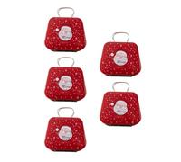 TOWARDSNAN Set Of 5 Christmas Iron Candy Tins Delicate Christmas Party Supplies Tin Container With Handle Candy Storage Handbag Tins With Handle