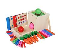TOWARDSNAN Wooden ActivityBox Toy for Kids Coin Box Kindergarten Teaching Color Sorter Learning Hand-Eye Coordination Gift Education Toy for Kindergarten Kids