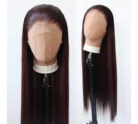 Towarm 99J Burgundy Wig Long Straight Burgundy Synthetic Lace Front Wigs Pre Plucked Natural Hairline with Baby Hair for Black Women Heat Resistant Fiber Hair Cosplay Daily Wear Wig (99J)