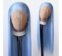 Towarm Light Blue Wig Long Straight Sky Blue Synthetic Lace Front Wigs Pre Plucked Natural Hairline for Black Women Heat Resistant Fiber Hair Cosplay Daily Wear Wig (Light Blue)
