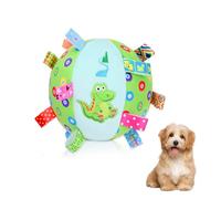 TOWEAR Interactive Dog Toys with Nylon Tabs, Soft Plush Toy Ringing Ball for Small Medium Breed, Dog Chew Toy for Indoor Outdoor (*Green)