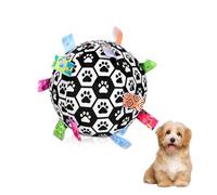 TOWEAR Interactive Dog Toys with Nylon Tabs, Soft Plush Toy Ringing Ball for Small Medium Breed, Dog Chew Toy for Indoor Outdoor (black)