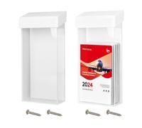 TOWEBOORY 2 Pcs Outdoor Brochure Holder, 4.37 x 9.8 Inch Acrylic Waterproof Wall Mount Literature Organizer with Lid Clear Flyer Display Stand for Pamphlet Booklet Menu Magazine Map (White)