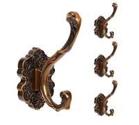 TOWEBOORY 4 Pcs Vintage Coat Hooks Wall Mount, Antique Brass Coat Hooks Aluminum Alloy Heavy Duty Coat Hook Rust Resistant Decorative Hook for Coat Towel Key Purse Umbrella or Hat