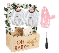 TOWEBOORY Baby Shower Chest Wooden Basket for Baby Shower Gifts for New Parent with Handle and 5 Plastic Hangers for Baby Shower, Pregnancy, Gifts for Parents
