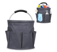 TOWEBOORY Cleaning Caddy Organizer, Foldable Cleaning Bucket Organizer with Sturdy Handles, Cleaning Supplies Storage Bag with 6 Pocket Large Capacity for Housekeeping Work & Car (Dark Gray)