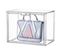 TOWEBOORY Clear Stackable Plastic Storage Bins with Magnetic Attraction Lid, Dustproof Book & Cosmetic Display Cases Handbag Storage Organizer Shoe Box for Clutch Wallet Book Toys(27*18*22cm)