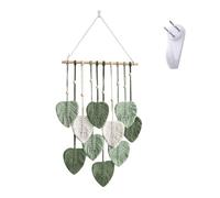 TOWEBOORY Macrame Wall Hanging, Green Leaf Tassel Tapestry Handmade Woven Cotton Rope Tapestry Macrame Wall Hanging Leaves Boho Chic Wall Decor for Bedroom Living Room Apartment (40 * 80CM) (Green)