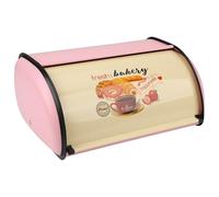 TOWEBOORY Metal Bread Bin with Roll Up Front Lid, 33×23.5×15cm Countertop Bread Box for Kitchen Bread Storage Container Holder for Toast Cookies Pastries Bagel Dry Food (Pink)