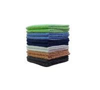 Towel and Linen Mart 100% Cotton - Wash Cloth Set - Flannel Face Cloths, Highly Absorbent and Soft Feel Fingertip Towels (Multi 12, Pack of 12)