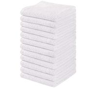 Towel and Linen Mart 100% Cotton - Wash Cloth Set - Flannel Face Cloths, Highly Absorbent and Soft Feel Fingertip Towels (White, Pack of 12)
