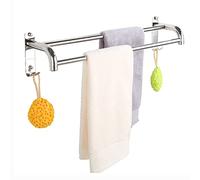 Towel Bar Bathroom Rack, Modern Double Towel Bar with Shelf, Brushed Stainless Steel Wall Mount, Durable Kitchen and Hotel Towel Holder, 30cm - 120cm