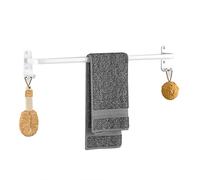 Towel Bars Aluminum Single Bar Multi Multifunctional Wall Mount Bath Towel Rail With 2 Hooks(50cm,A-White)