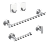 Towel Bars Bathroom Accessories Set - 5 Pieces Stainless Steel Bathroom Hardware Set Wall Mounted, 12"Bath Towel Bar + Toilet Paper Holder + Towel Robe Hook, Heavy Duty Bathroom Accessories Kit
