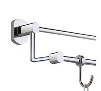 Towel Bars Bathroom Kitchen Lavatory Rack Modern Chrome Towel Bar Wall Mounted Double Rails Screwed Holder W/2 Hooks Brass Hanger(45cm)