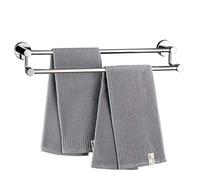 Towel Bars Towel Rails Wall Mounted Bath Stainless Steel Double Bar Chrome Brushed Finish Hanging Shelf Storage(120cm)